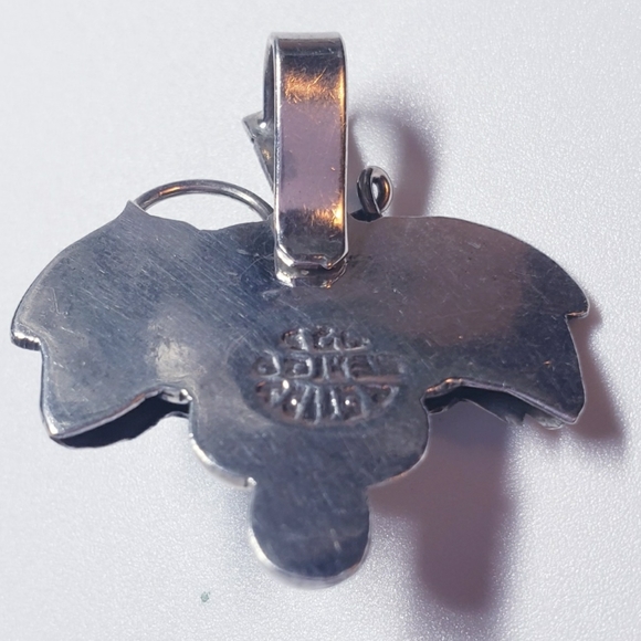 Vintage Sterling Silver Grape Fruit Repousse Slide Pendant - Picture 3 of 5